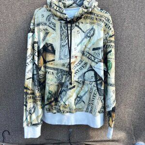 424 all-over dollar-print hoodie in beige cotton Men’s Sz XL